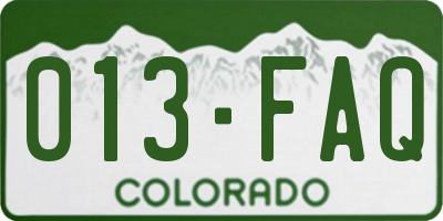 CO license plate 013FAQ