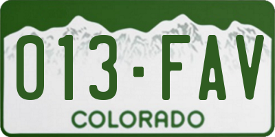 CO license plate 013FAV