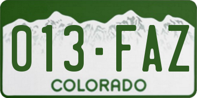 CO license plate 013FAZ