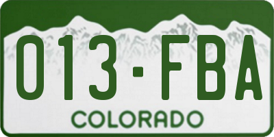 CO license plate 013FBA
