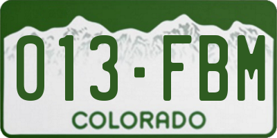 CO license plate 013FBM