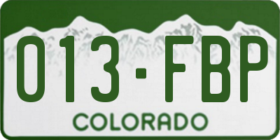 CO license plate 013FBP