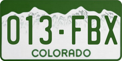 CO license plate 013FBX