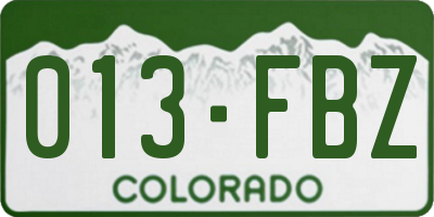CO license plate 013FBZ