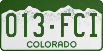 CO license plate 013FCI
