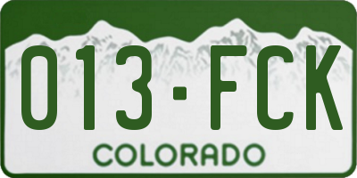 CO license plate 013FCK