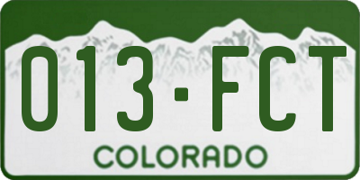 CO license plate 013FCT