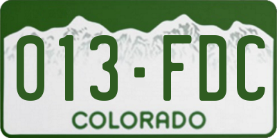 CO license plate 013FDC