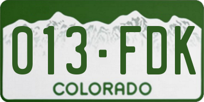 CO license plate 013FDK