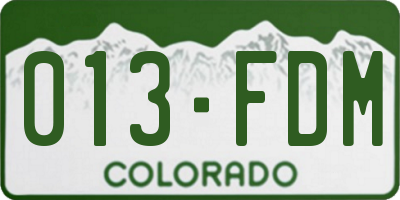 CO license plate 013FDM