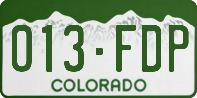 CO license plate 013FDP