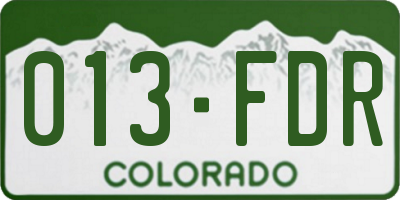 CO license plate 013FDR