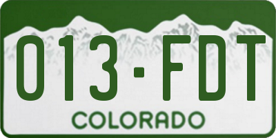 CO license plate 013FDT