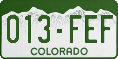 CO license plate 013FEF