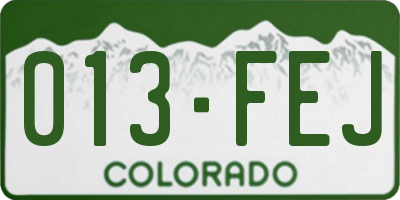 CO license plate 013FEJ