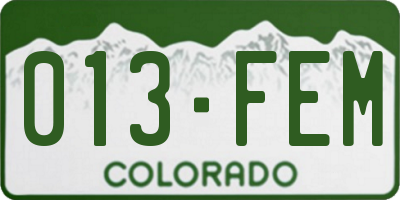 CO license plate 013FEM