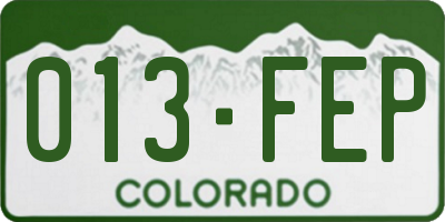 CO license plate 013FEP