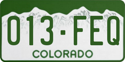 CO license plate 013FEQ