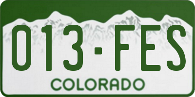 CO license plate 013FES