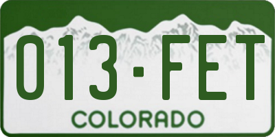 CO license plate 013FET