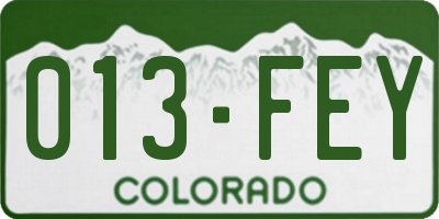 CO license plate 013FEY