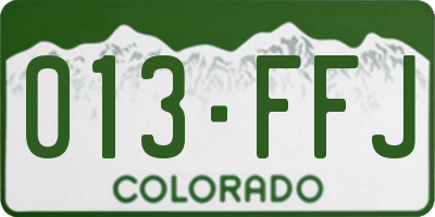CO license plate 013FFJ