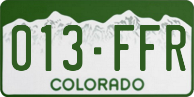 CO license plate 013FFR