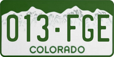 CO license plate 013FGE