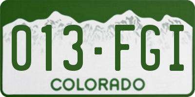 CO license plate 013FGI