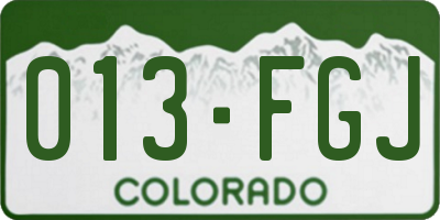 CO license plate 013FGJ