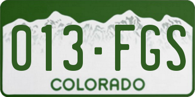 CO license plate 013FGS