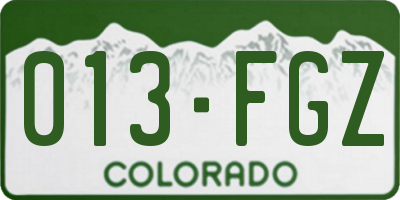 CO license plate 013FGZ