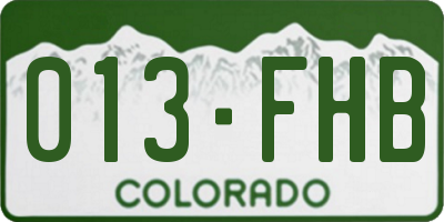 CO license plate 013FHB