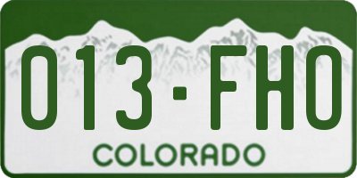 CO license plate 013FHO