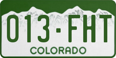 CO license plate 013FHT