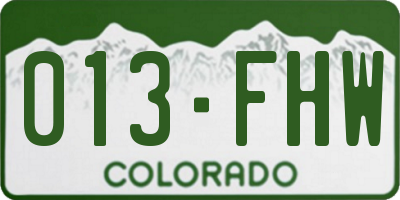 CO license plate 013FHW