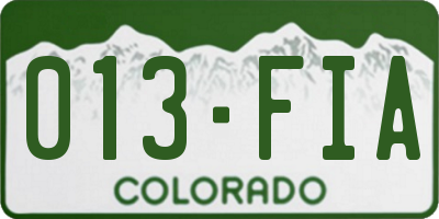 CO license plate 013FIA