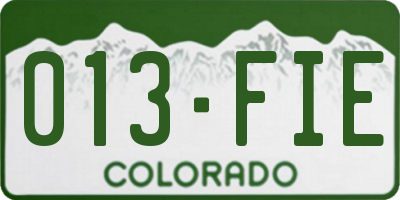 CO license plate 013FIE