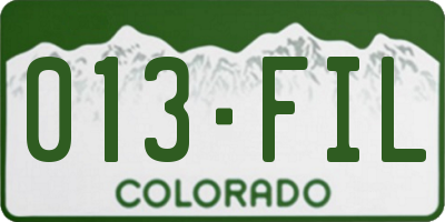 CO license plate 013FIL