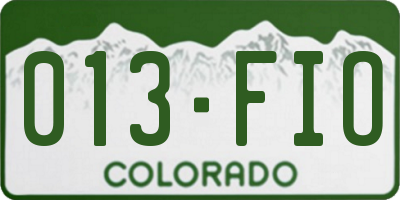 CO license plate 013FIO