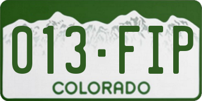 CO license plate 013FIP