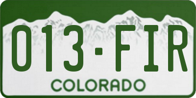 CO license plate 013FIR