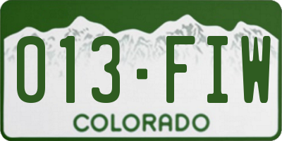 CO license plate 013FIW