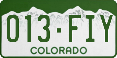 CO license plate 013FIY