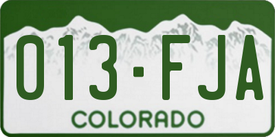 CO license plate 013FJA
