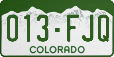 CO license plate 013FJQ