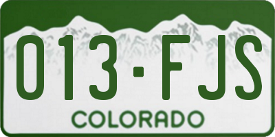 CO license plate 013FJS