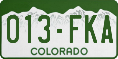 CO license plate 013FKA