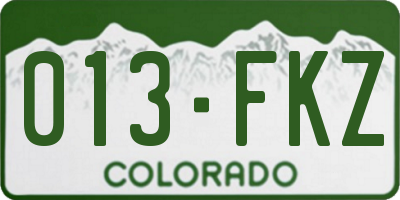 CO license plate 013FKZ