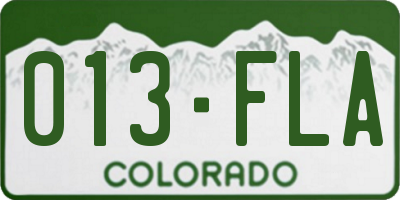 CO license plate 013FLA